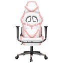 Fotel gamingowy z podnóżkiem, biało-różowy, sztuczna skóra Lumarko!