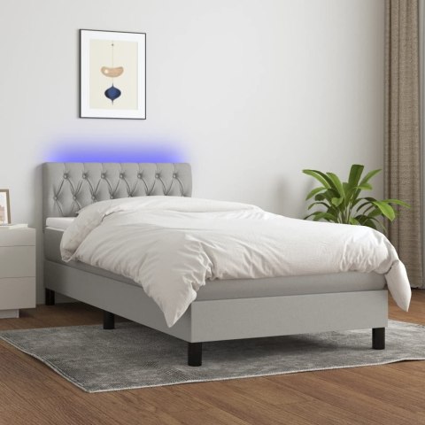 Łóżko kontynentalne z materacem, jasnoszare, 90x190cm, tkanina