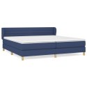 Łóżko kontynentalne z materacem, niebieskie, tkanina 200x200 cm