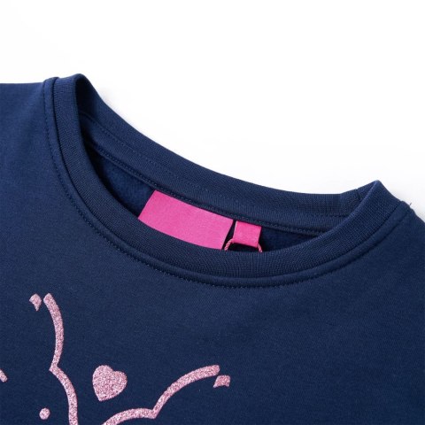 Dziecięca sukienka dresowa z nadrukiem króliczków, granatowa, 116 Lumarko! 