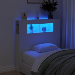 Wezgłowie łóżka z LED, białe, 100x18,5x103,5 cm Lumarko!
