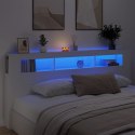 Wezgłowie łóżka z LED, białe, 220x18,5x103,5 cm Lumarko!