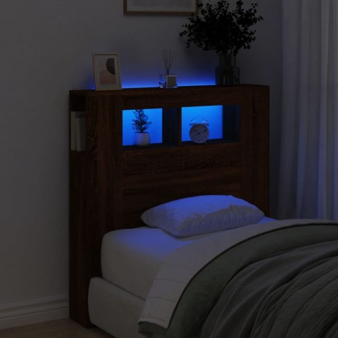 Wezgłowie łóżka z LED, brązowy dąb, 100x18,5x103,5 cm Lumarko!