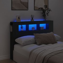 Wezgłowie łóżka z LED, czarne, 140x18,5x103,5 cm Lumarko!