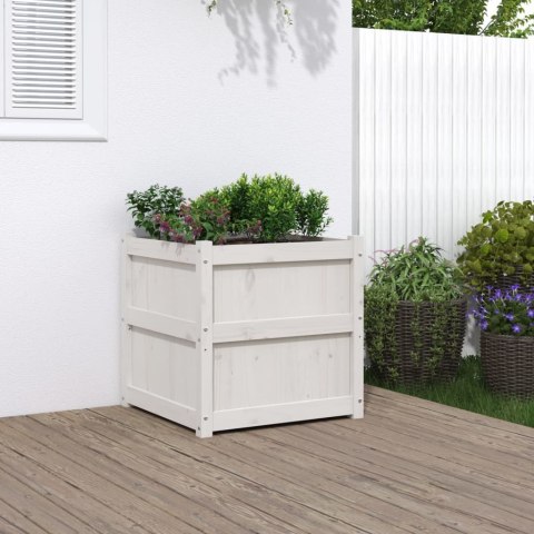 Donica ogrodowa, biała, 60x60x60 cm, lite drewno sosnowe Lumarko!