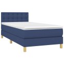 Łóżko kontynentalne z materacem, niebieskie, 100x200cm, tkanina Lumarko!