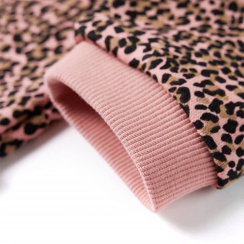 Dziecięca sukienka dresowa w panterkę, subtelny róż, 116 Lumarko! 