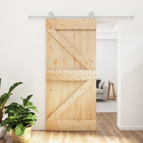Drzwi przesuwne z osprzętem, 95x210 cm, lite drewno sosnowe Lumarko! 