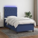 Łóżko kontynentalne z materacem, niebieskie, 100x200cm, tkanina