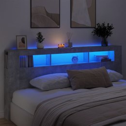 Wezgłowie łóżka z LED, szarość betonu, 220x18,5x103,5 cm Lumarko!
