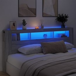 Wezgłowie łóżka z LED, szary dąb sonoma, 220x18,5x103,5 cm Lumarko!