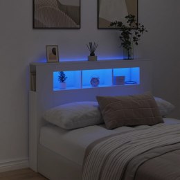 Wezgłowie łóżka z LED, białe, 140x18,5x103,5 cm Lumarko!