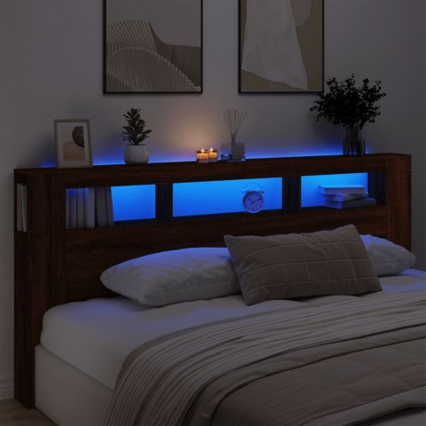 Wezgłowie łóżka z LED, brązowy dąb, 220x18,5x103,5 cm Lumarko!