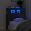 Wezgłowie łóżka z LED, czarne, 100x18,5x103,5 cm