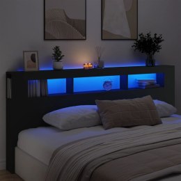 Wezgłowie łóżka z LED, czarne, 220x18,5x103,5 cm Lumarko!