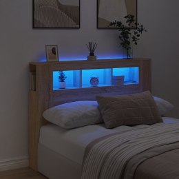 Wezgłowie łóżka z LED, dąb sonoma, 140x18,5x103,5 cm Lumarko!