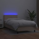 Łóżko kontynentalne, materac i LED cappuccino 100x200 cm