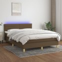 Łóżko kontynentalne z materacem, brązowe, 140x200 cm, tkanina Lumarko!