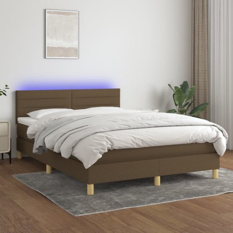 Łóżko kontynentalne z materacem, brązowe, 140x200 cm, tkanina Lumarko!
