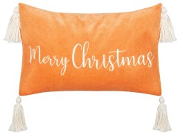 2 poduszki z frędzlami motyw świąteczny welurowe 30 x 50 cm pomarańczowe LITHOPS Lumarko!