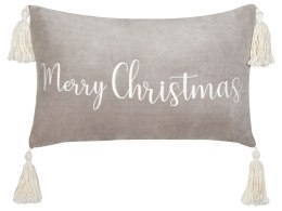 2 poduszki z frędzlami motyw świąteczny welurowe 30 x 50 cm szare LITHOPS Lumarko!