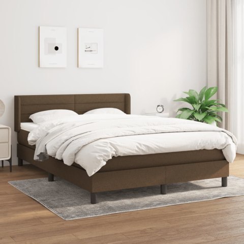Łóżko kontynentalne z materacem, brązowe, tkanina, 140x190 cm Lumarko!