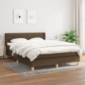 Łóżko kontynentalne z materacem, brązowe, tkanina, 140x190 cm Lumarko!