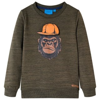 Bluza dziecięca z nadrukiem goryla, ciemne khaki, melanż, 104 Lumarko! 