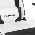 Fotel gamingowy z podnóżkiem, biało-czarny, sztuczna skóra Lumarko! 