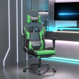 Fotel gamingowy z podnóżkiem, czarno-zielony, sztuczna skóra Lumarko! 