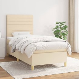 Łóżko kontynentalne z materacem, kremowe, tkanina, 90x200 cm Lumarko! 