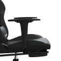 Masujący fotel gamingowy z podnóżkiem, czarny, sztuczna skóra Lumarko! 