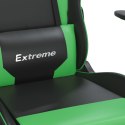 Masujący fotel gamingowy z podnóżkiem, czarno-zielony, ekoskóra Lumarko! 