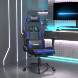 Masujący fotel gamingowy z podnóżkiem, czarno-niebieski Lumarko! 