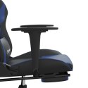 Masujący fotel gamingowy z podnóżkiem, czarno-niebieski Lumarko! 