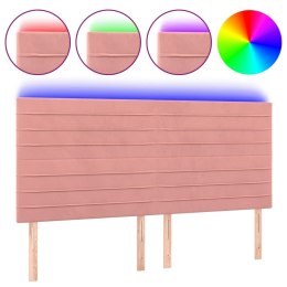 Zagłówek do łóżka z LED, różowy, 160x5x118/128 cm, aksamit Lumarko! 