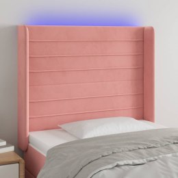 Zagłówek do łóżka z LED, różowy, 83x16x118/128 cm, aksamit Lumarko! 