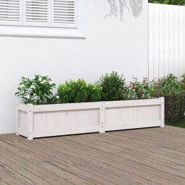 Donica ogrodowa, biała, 150x31x31 cm, lite drewno sosnowe Lumarko! 