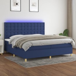 Łóżko kontynentalne z materacem, niebieskie 200x200 cm, tkanina Lumarko! 
