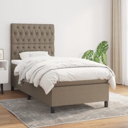 Łóżko kontynentalne z materacem, taupe, tkanina, 100x200 cm Lumarko! 