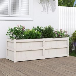 Donica ogrodowa, biała, 150x50x50 cm, lite drewno sosnowe Lumarko! 