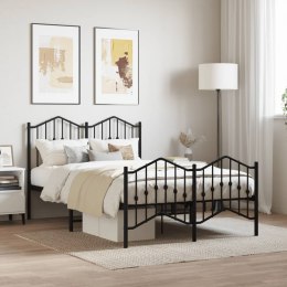 Metalowa rama łóżka z wezgłowiem i zanóżkiem, czarna, 120x200cm Lumarko!