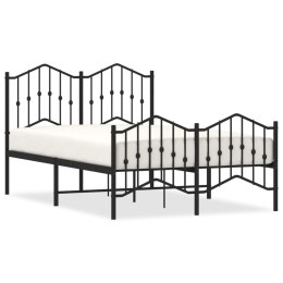 Metalowa rama łóżka z wezgłowiem i zanóżkiem, czarna, 120x200cm Lumarko!