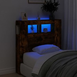 Wezgłowie łóżka z LED, przydymiony dąb, 100x18,5x103,5 cm Lumarko!