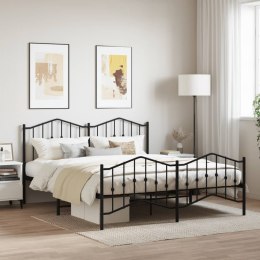 Metalowa rama łóżka z wezgłowiem i zanóżkiem, czarna, 160x200cm Lumarko!