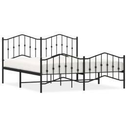 Metalowa rama łóżka z wezgłowiem i zanóżkiem, czarna, 183x213cm Lumarko!