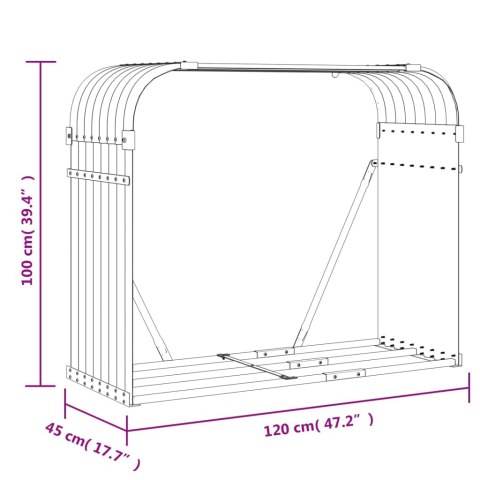 Stojak na drewno, jasnoszary, 120x45x100 cm, stal galwanizowana Lumarko!