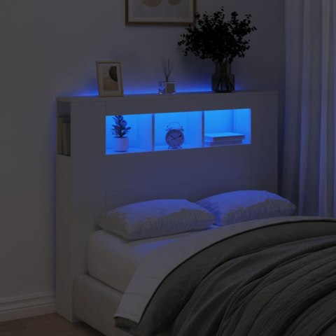 Wezgłowie łóżka z LED, białe, 120x18,5x103,5 cm Lumarko!