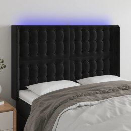 Zagłówek do łóżka z LED, czarny, 147x16x118/128 cm, aksamit Lumarko!