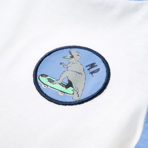 Koszulka dziecięca z naszywką z dinozaurem, ecru, 128 Lumarko! Lumarko! #